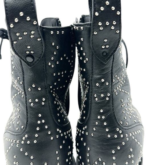 Jimmy Choo Cruz Leather Star Studded Combat Boots Black Size 37.5 - Picture 10 of 11